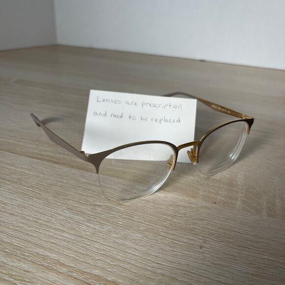 Ray-Ban RB6422 3005 Eyeglasses Half Rim Gold Beige Metal 49-19-140 - Picture 1 of 8